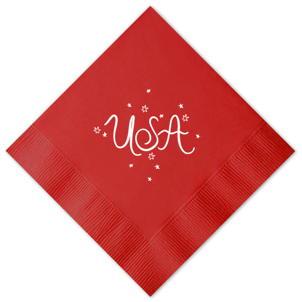 USA Luncheon Napkins, Red & White