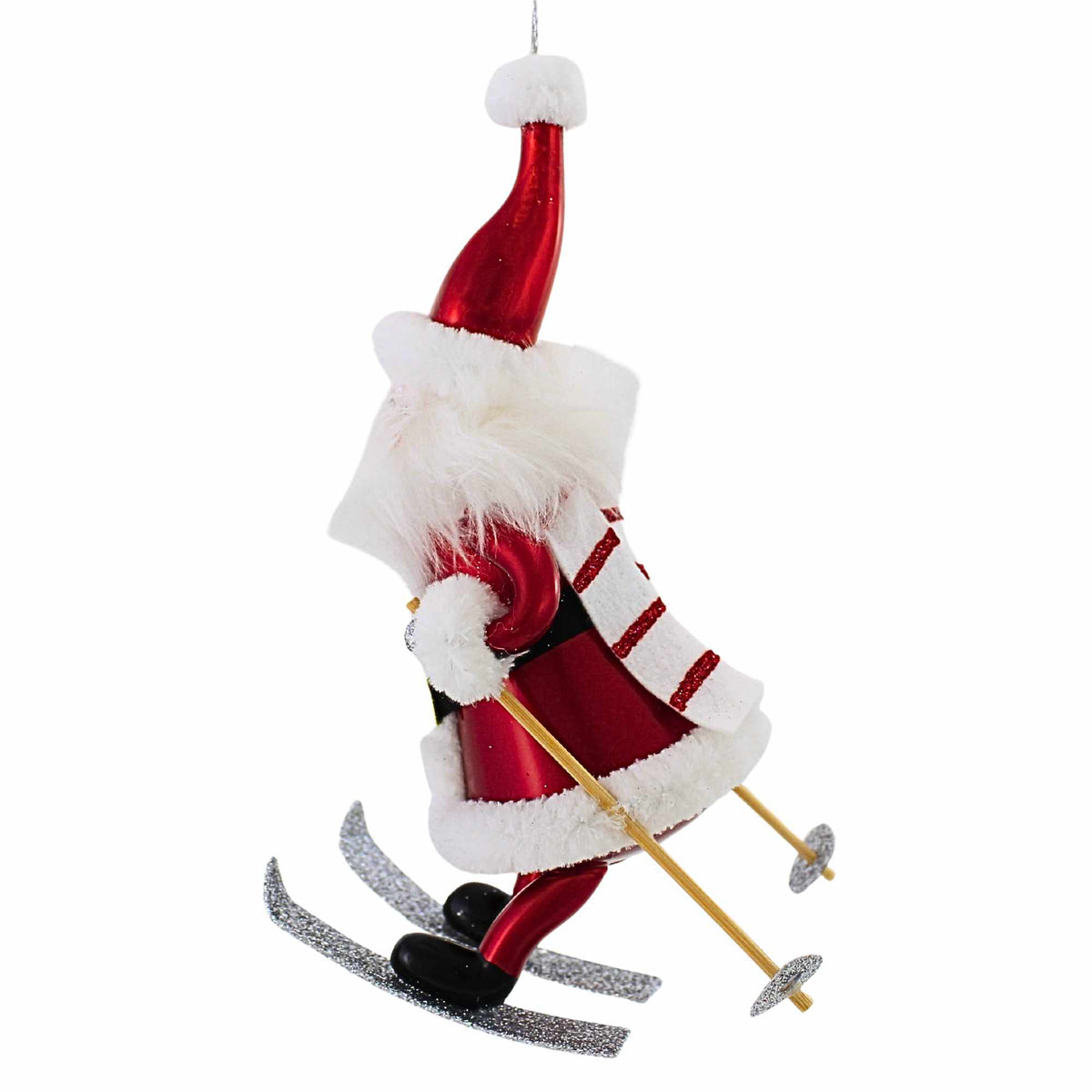 St. Moritz Skiing Santa Glass Ornament