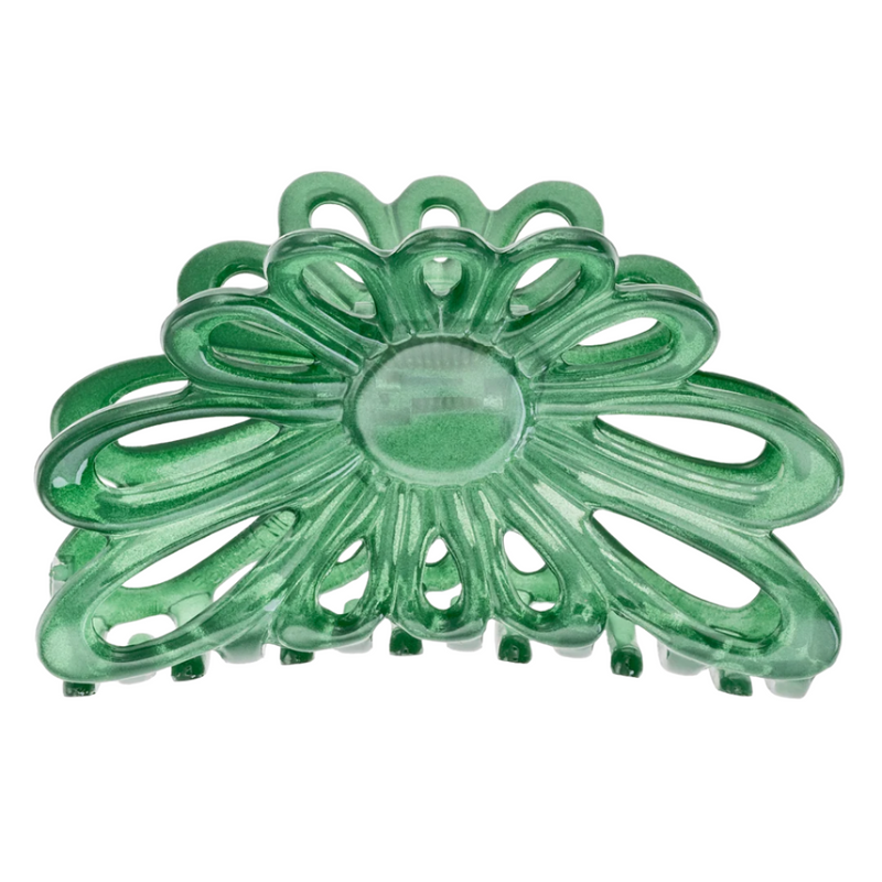 Opaline Green Flower Claw Clip, 8 cm