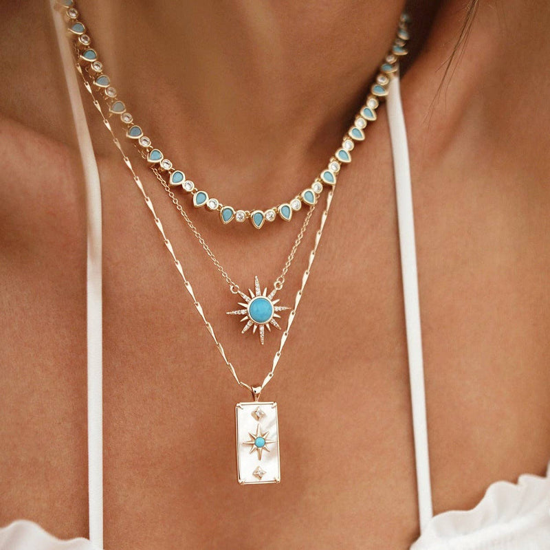 Teardrop Turquoise Tennis Necklace