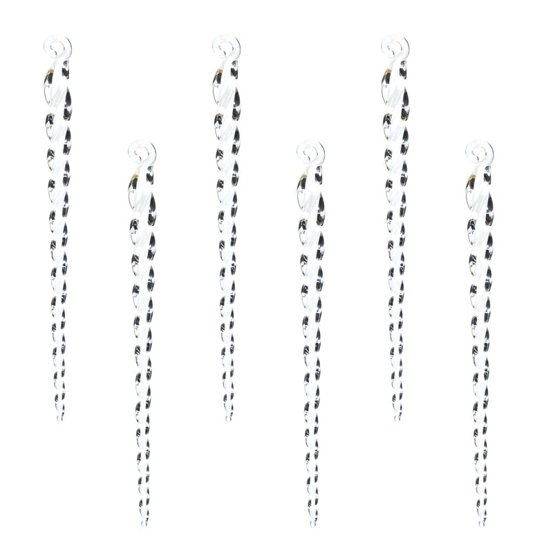 Set of 6 Glass Icicles Ornaments, White