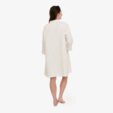 White Quilted Button Front Robe