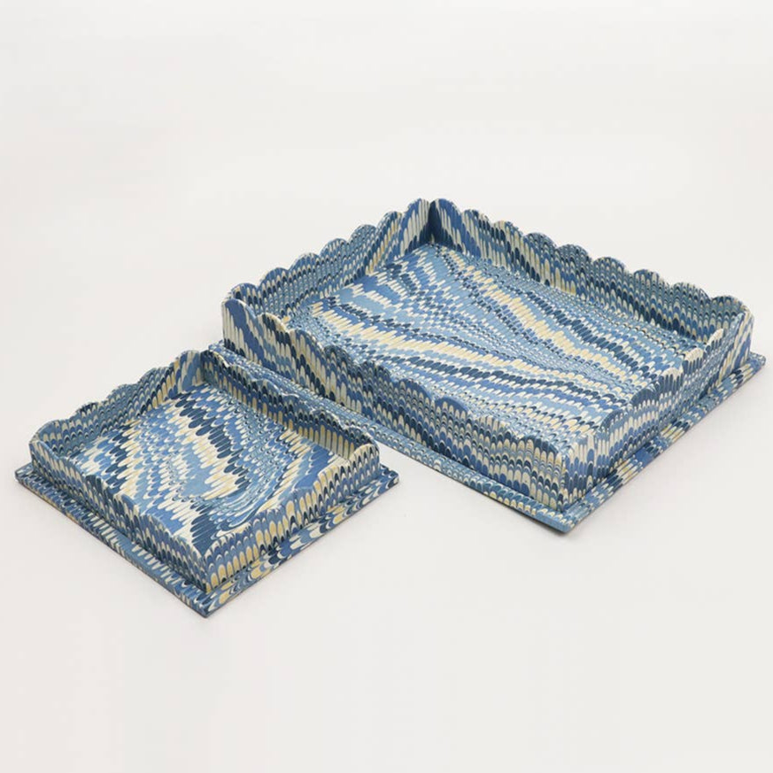 Scalloped Tray Set - Mountain Blue