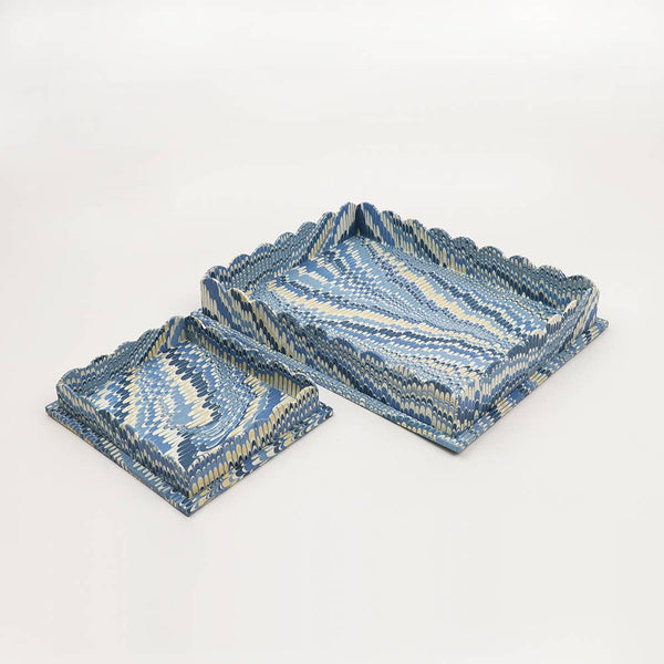 Scalloped Tray Set - Mountain Blue