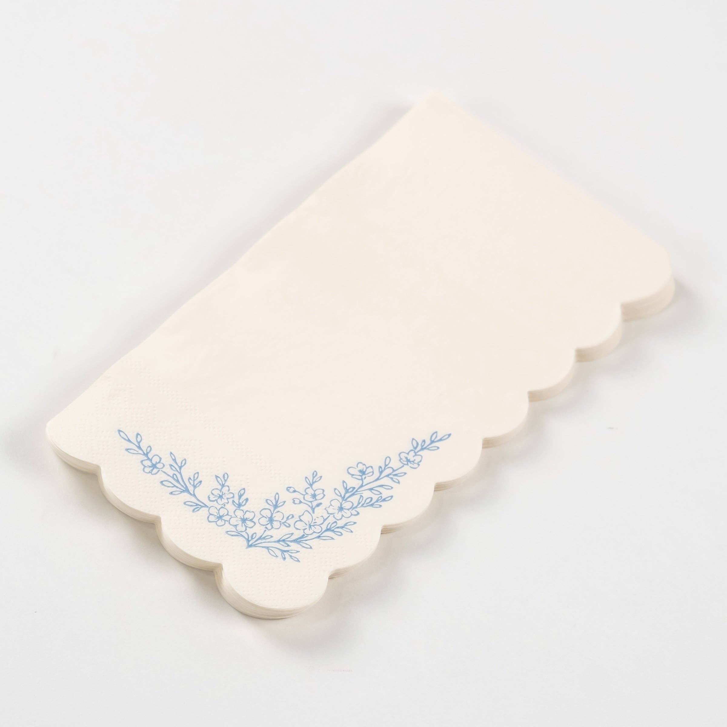 Floral Elegance Blue Guest Towels