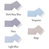 Striped Colorful Turkish Cotton Peshtemal Towel: Dark Navy Blue / Beach Towel