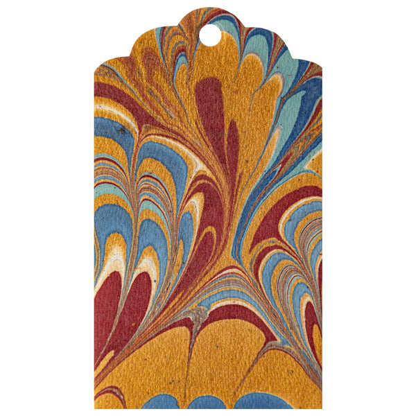 Red & Blue Peacock Marbled Tags