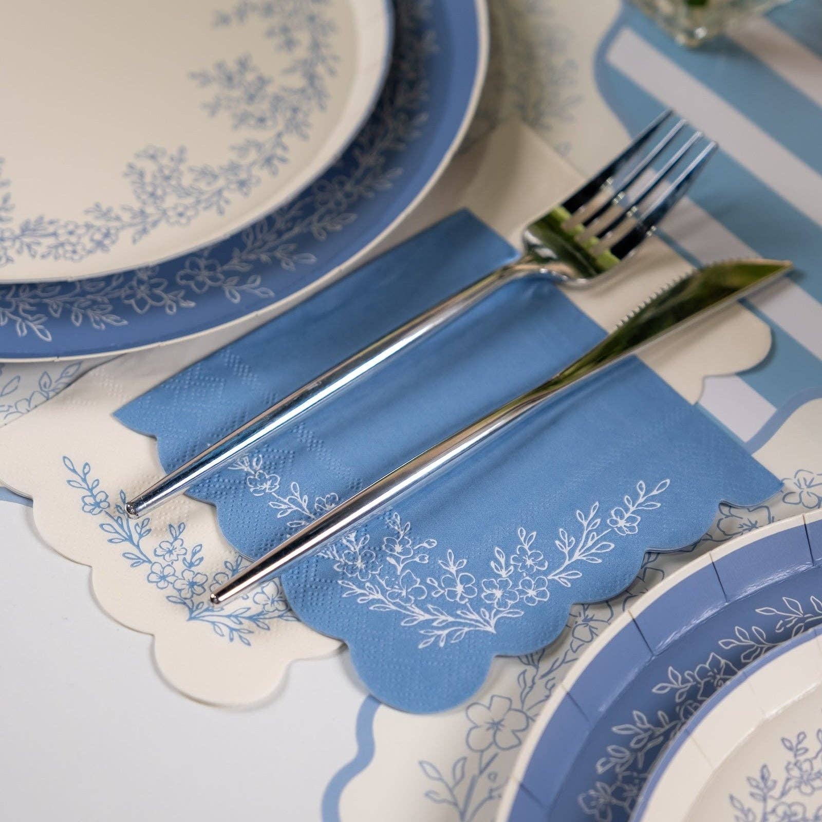 Floral Elegance Blue Guest Towels