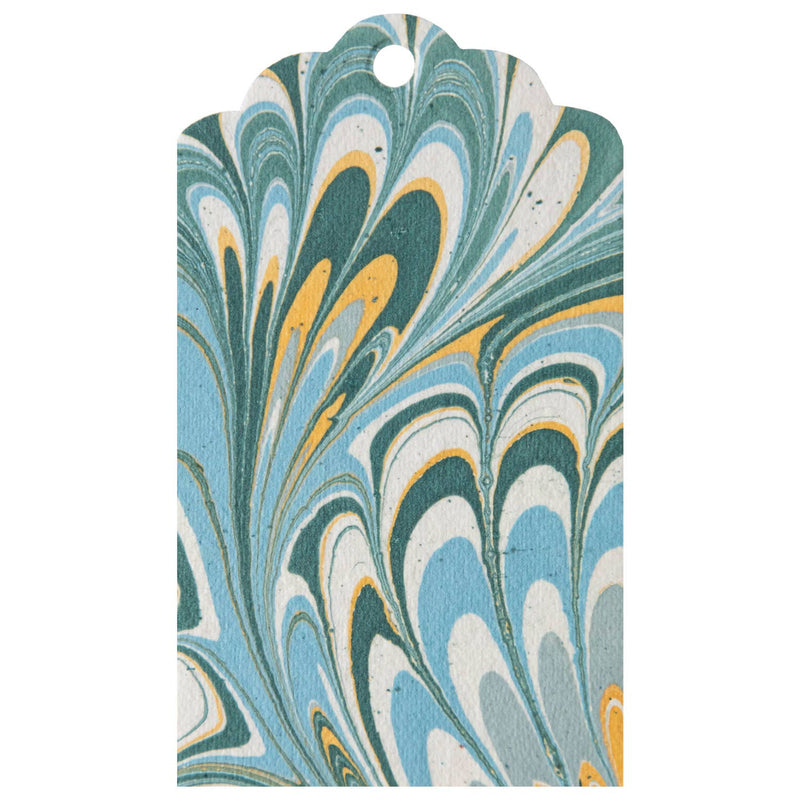 Blue & Gold Peacock Marbled Tags