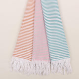 Striped Colorful Turkish Cotton Peshtemal Towel: Dark Navy Blue / Beach Towel