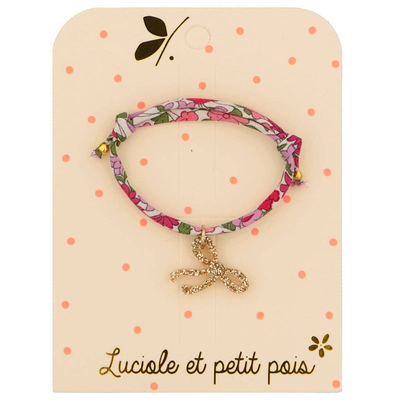 Gold Bow + Liberty Crimson Pink Bracelet