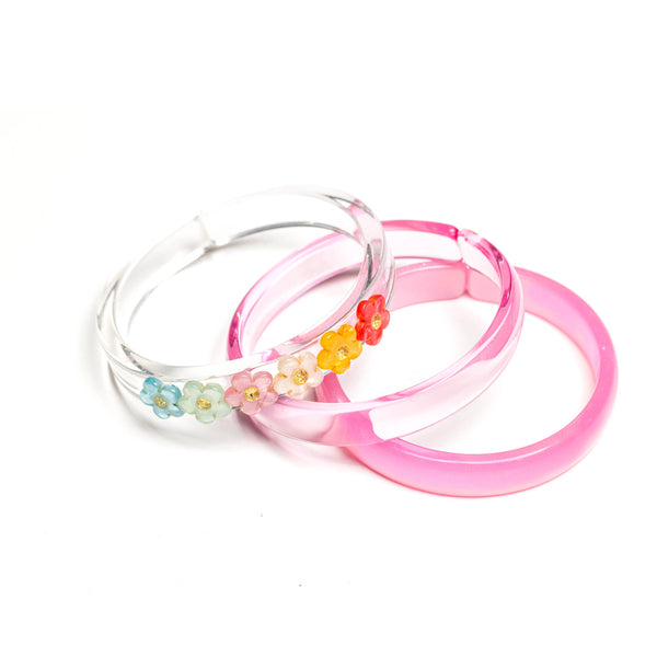 Pearl Colors Flowers Pink Bangles