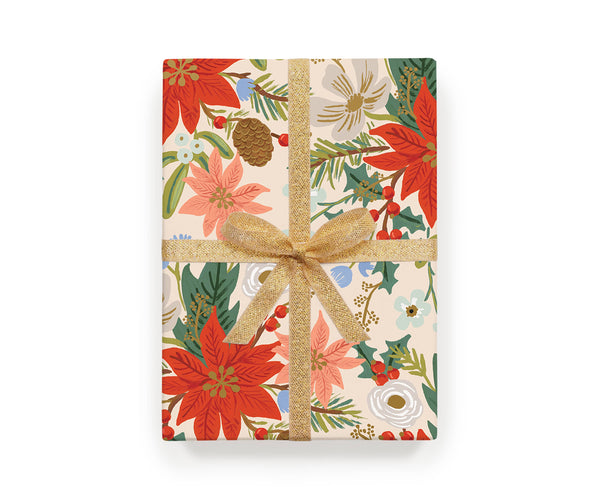 Roll of 3 Poinsettia Wrapping Sheets