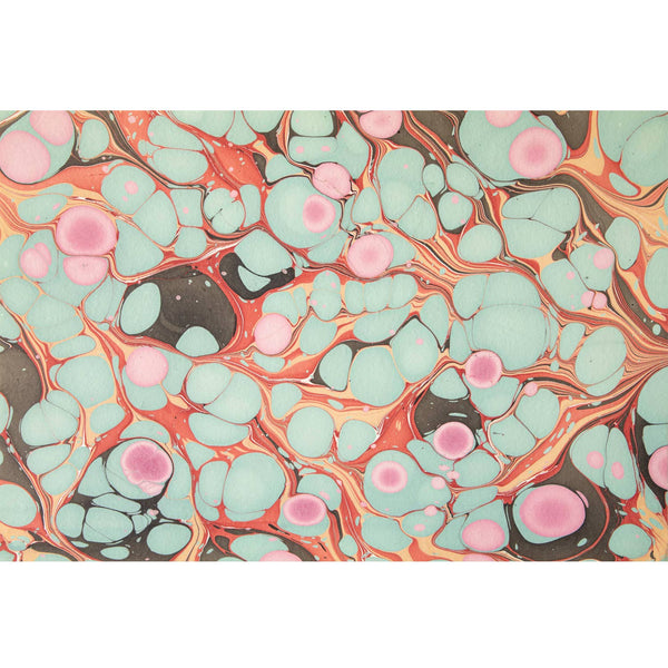 Seafoam & Red Stone Marbled Paper Placemats