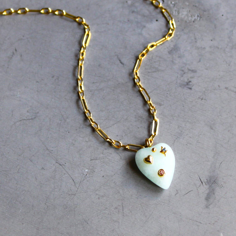 Stone Heart Necklace 16"