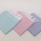 Striped Colorful Turkish Cotton Peshtemal Towel: Dark Navy Blue / Beach Towel