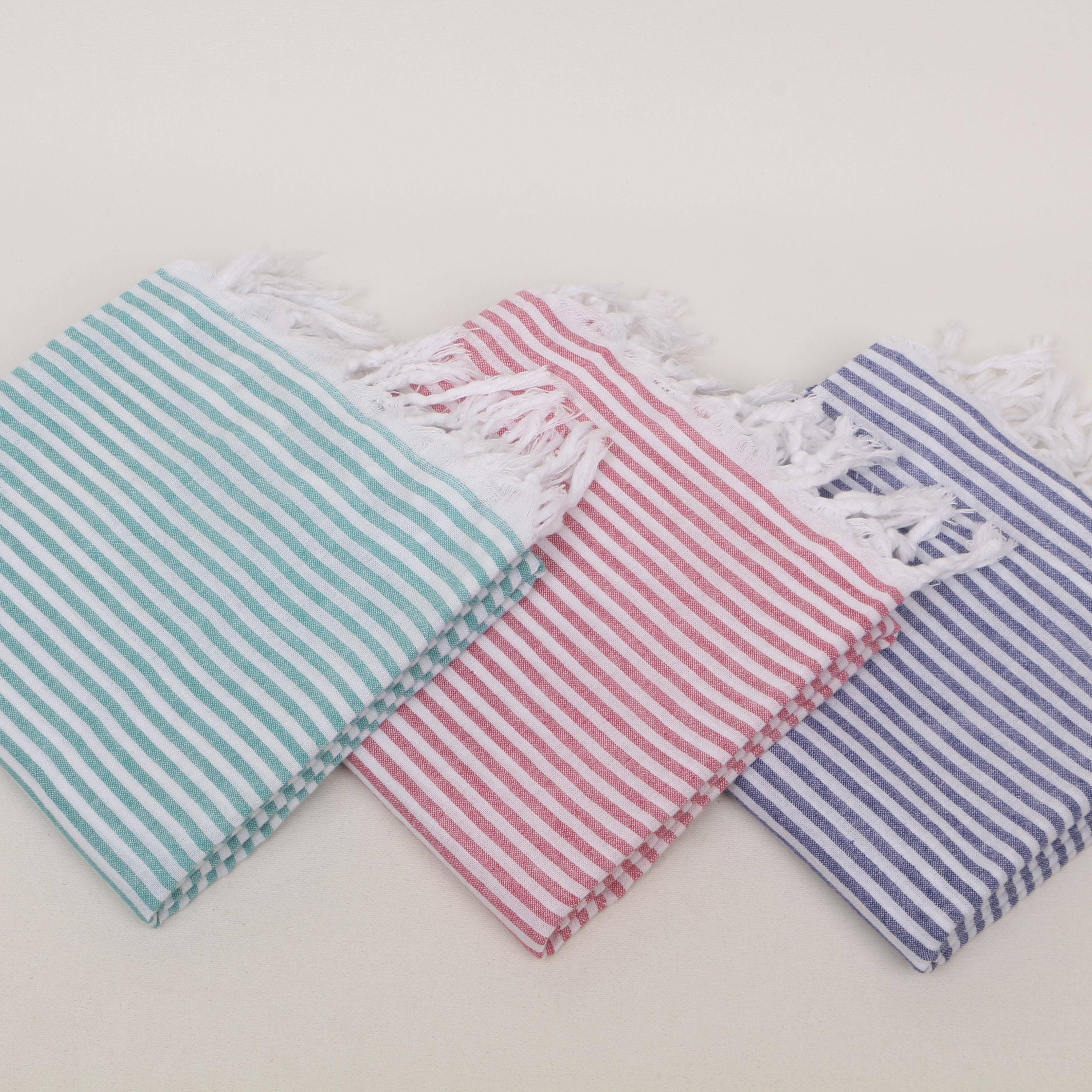 Striped Colorful Turkish Cotton Peshtemal Towel: Mint / Beach Towel
