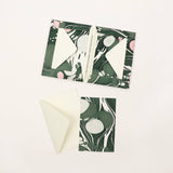Marbled Greeting Card Set - Green