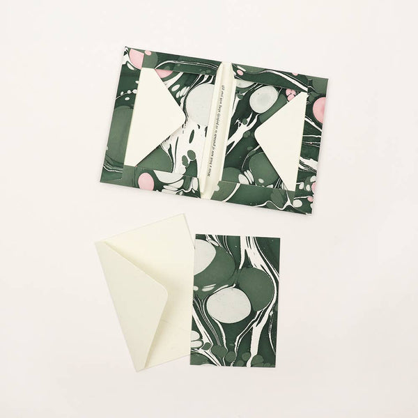 Marbled Greeting Card Set - Green
