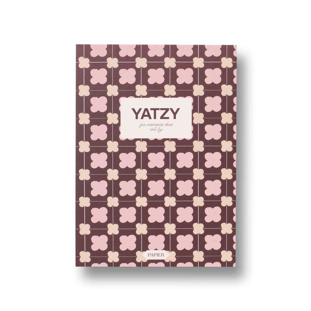 Papier Yatzy Game in brown and blush clover print keepsake box