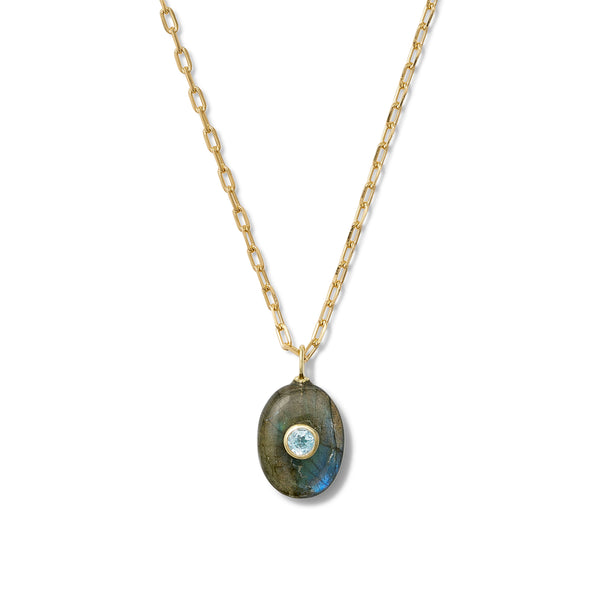 Labradorite + Blue Topaz Lumiere Oval Pendant