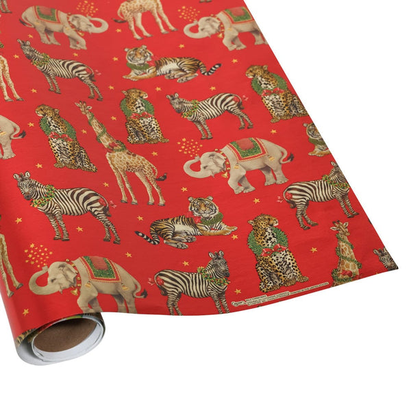 Wild Christmas Red Metallic Foil Wrapping Paper