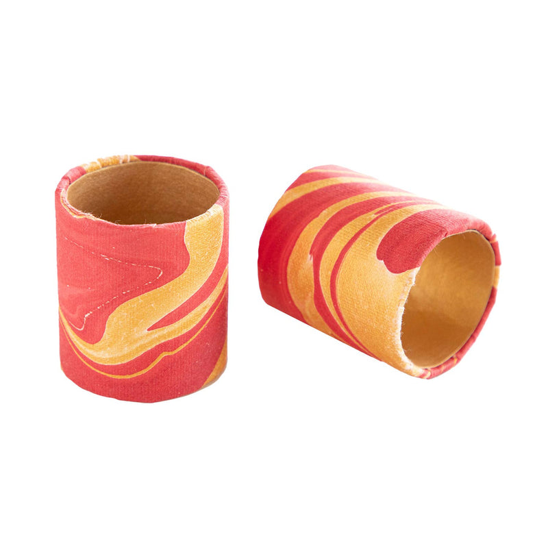 Red & Gold Marbled Napkin Rings