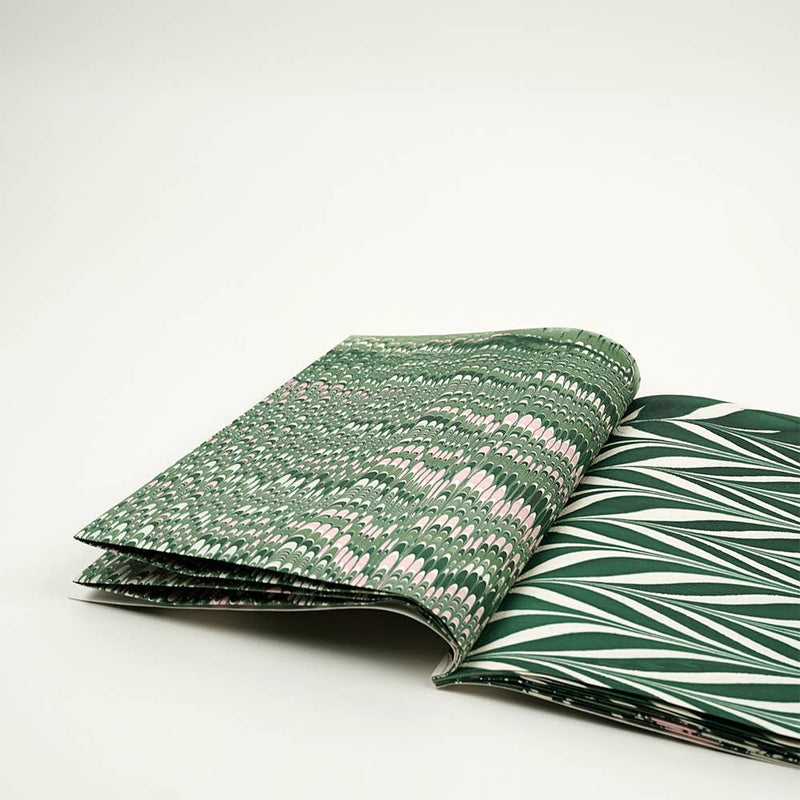 Green Hand Marbled Gift Wrapping Paper Booklet