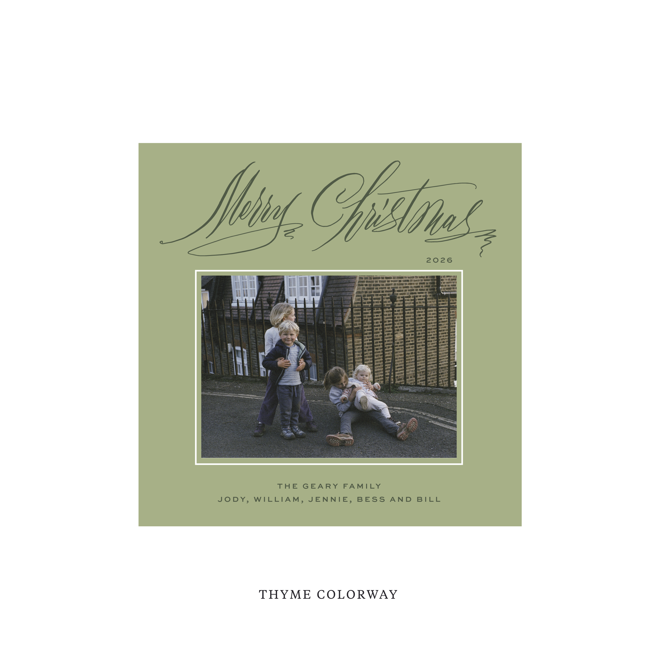 Aldridge Classic Flat Print Holiday Card, Square
