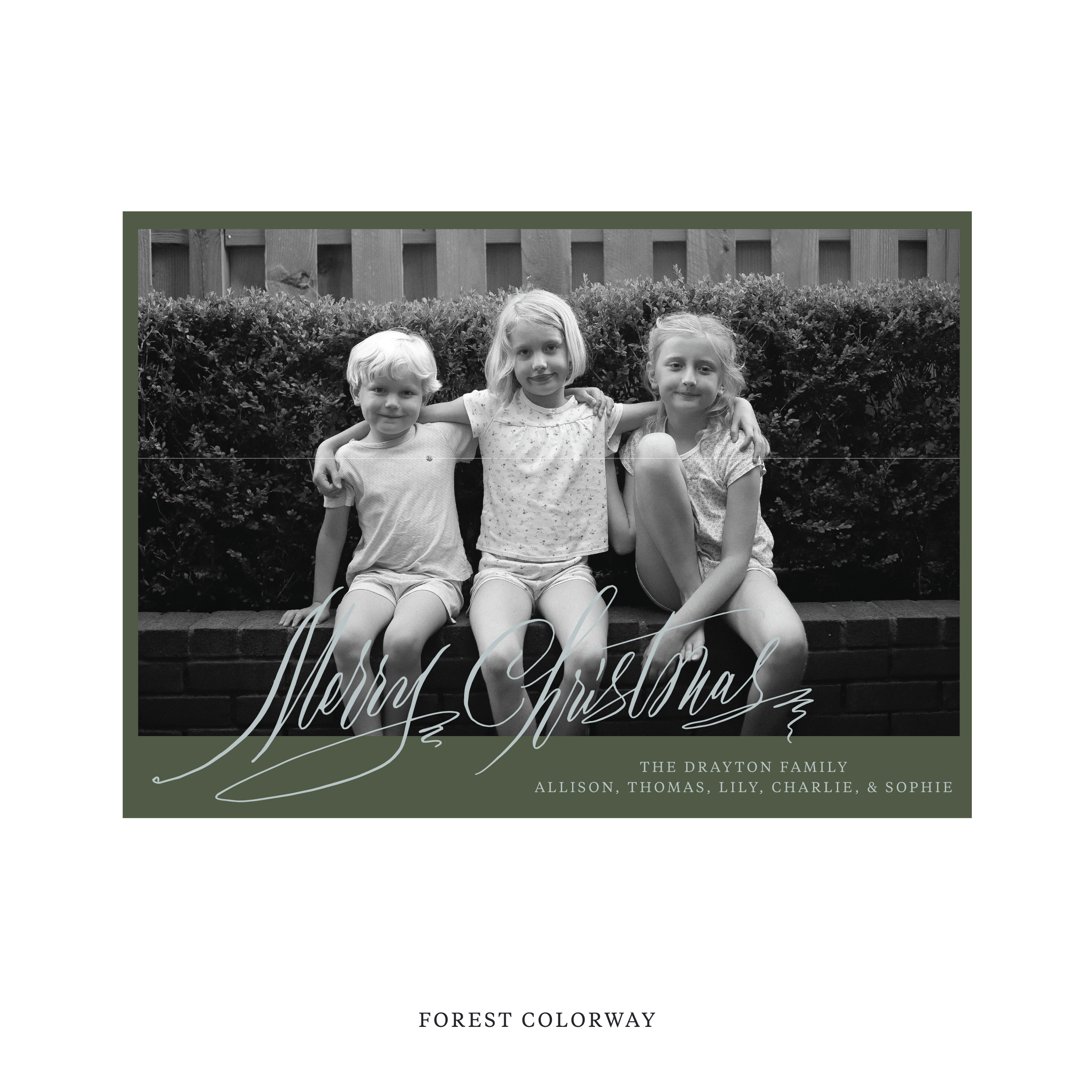 Celebrate the season with the Aldridge Merry Christmas Holiday Card by Stovall Collection. Featuring original hand-lettered artwork, this luxury personalized photo mount holiday card is available in 22 thoughtfully curated flat printing colorways.