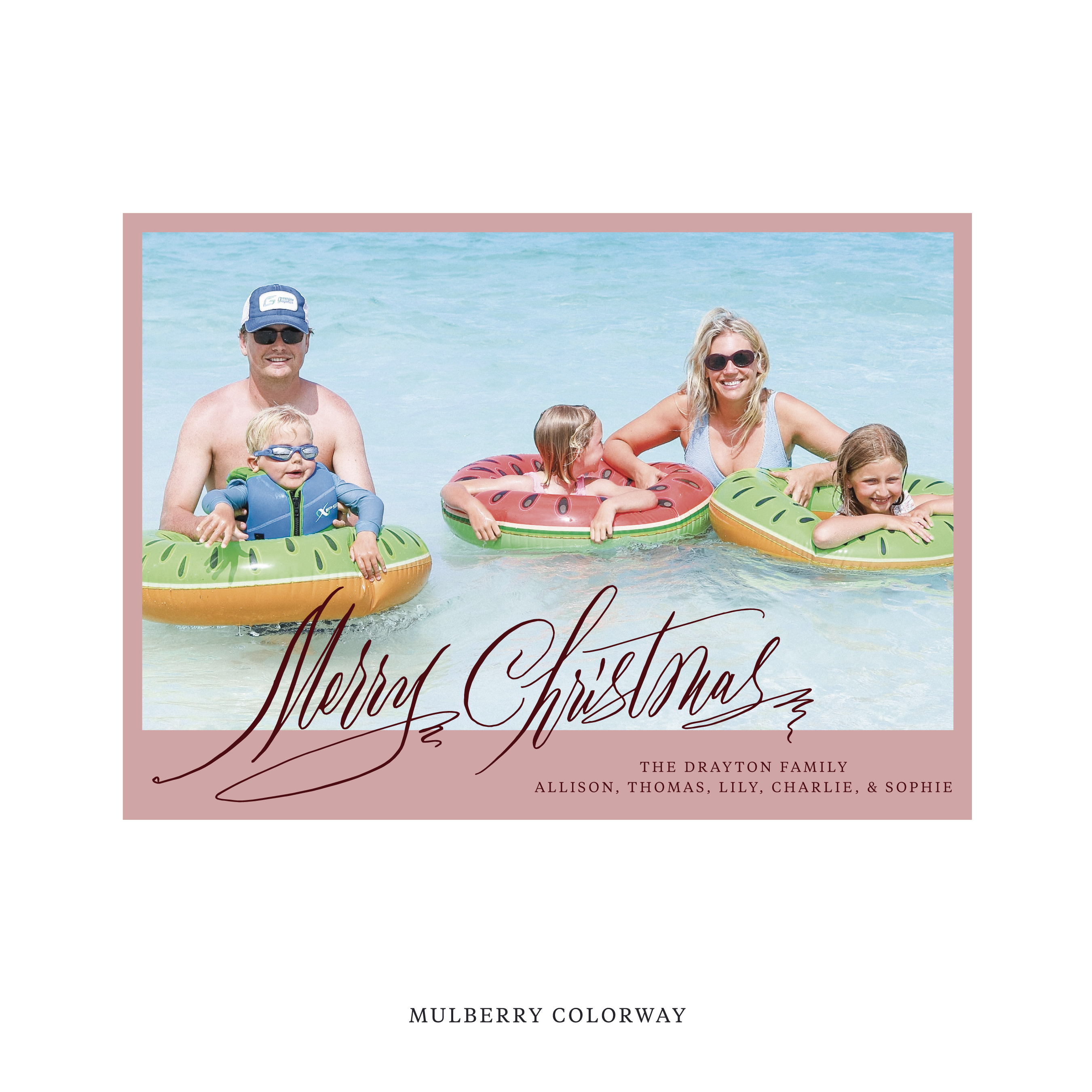 Celebrate the season with the Aldridge Merry Christmas Holiday Card by Stovall Collection. Featuring original hand-lettered artwork, this luxury personalized photo mount holiday card is available in 22 thoughtfully curated flat printing colorways.