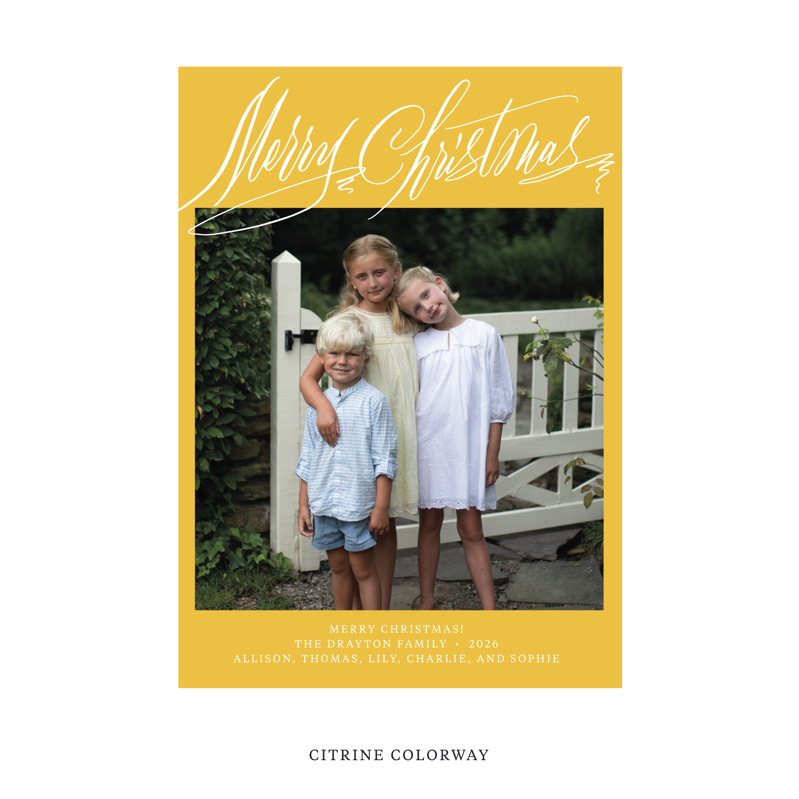 Celebrate the season with the Aldridge Merry Christmas Holiday Card by Stovall Collection. Featuring original hand-lettered artwork, this luxury personalized photo mount holiday card is available in 22 thoughtfully curated flat printing colorways.