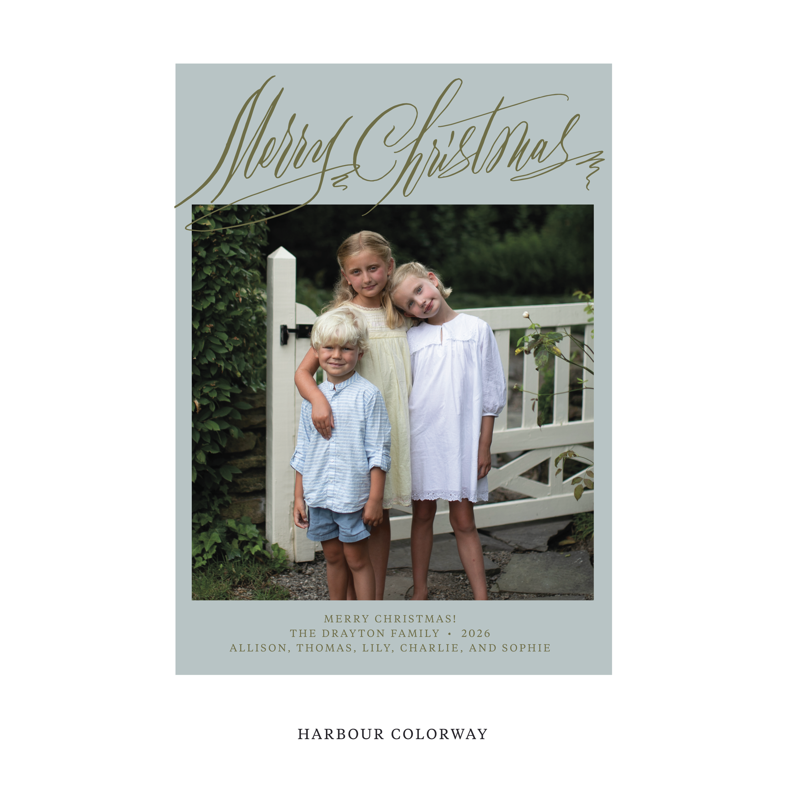 Celebrate the season with the Aldridge Merry Christmas Holiday Card by Stovall Collection. Featuring original hand-lettered artwork, this luxury personalized photo mount holiday card is available in 22 thoughtfully curated flat printing colorways.