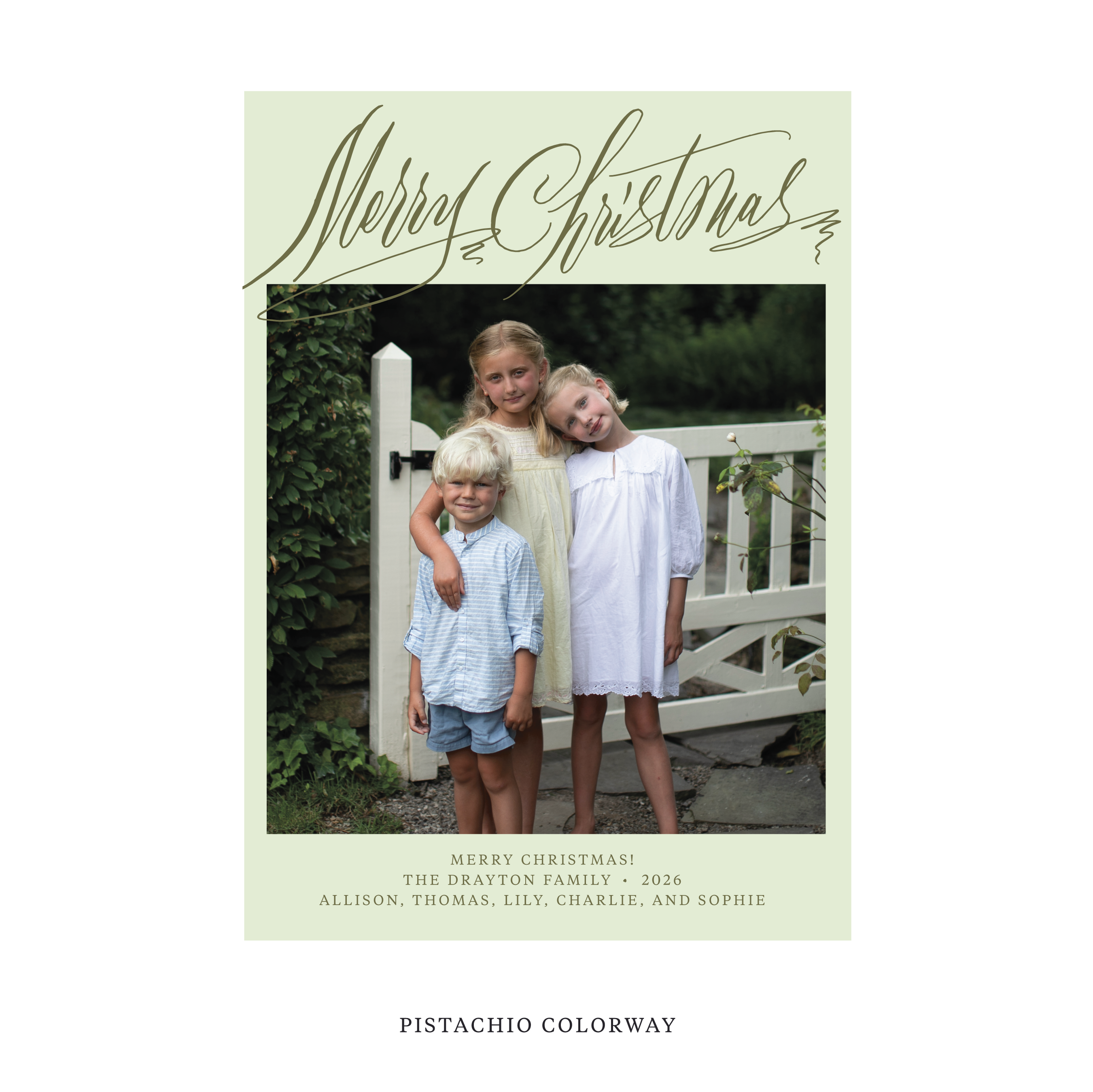 Celebrate the season with the Aldridge Merry Christmas Holiday Card by Stovall Collection. Featuring original hand-lettered artwork, this luxury personalized photo mount holiday card is available in 22 thoughtfully curated flat printing colorways.