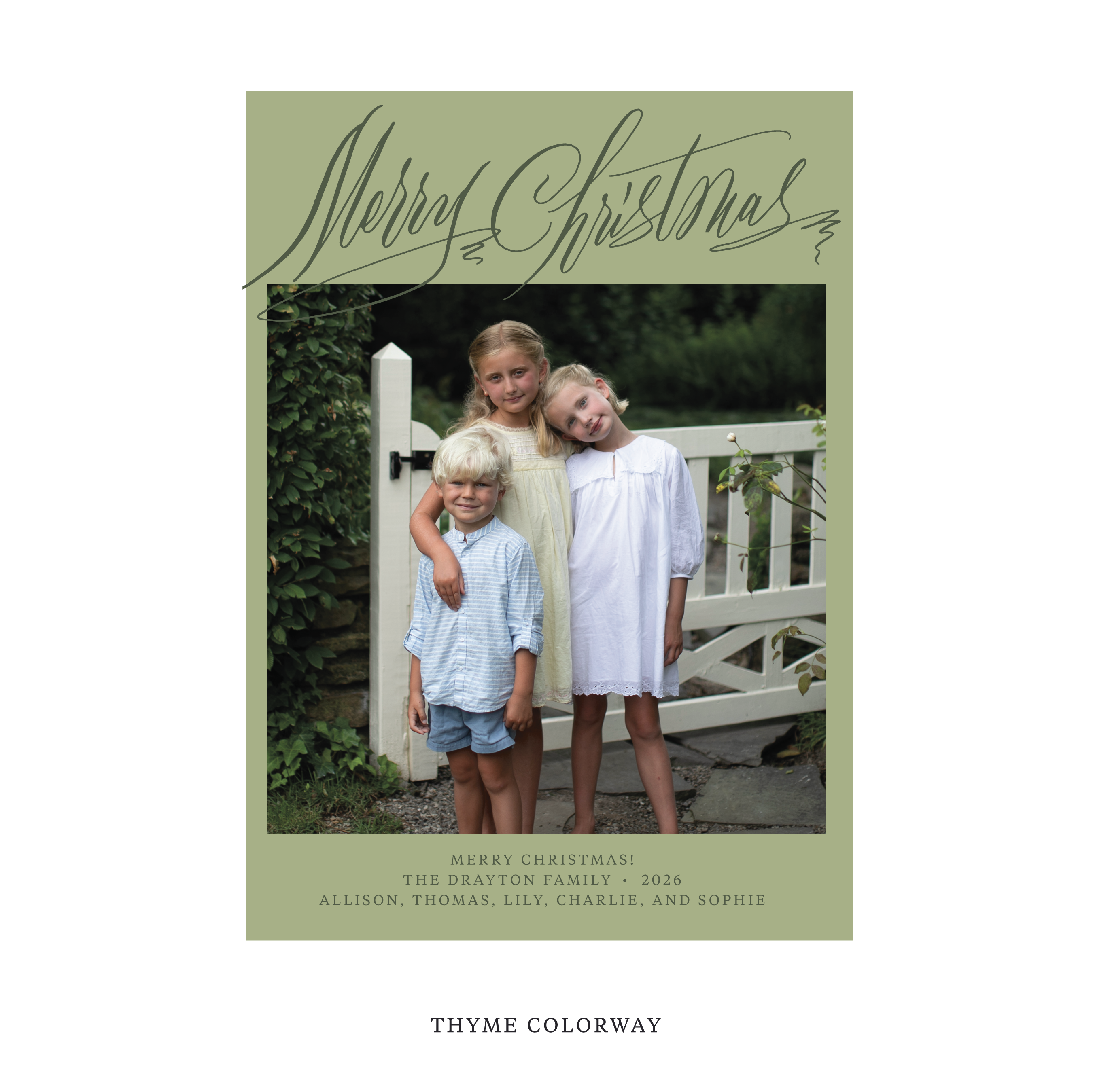 Celebrate the season with the Aldridge Merry Christmas Holiday Card by Stovall Collection. Featuring original hand-lettered artwork, this luxury personalized photo mount holiday card is available in 22 thoughtfully curated flat printing colorways.