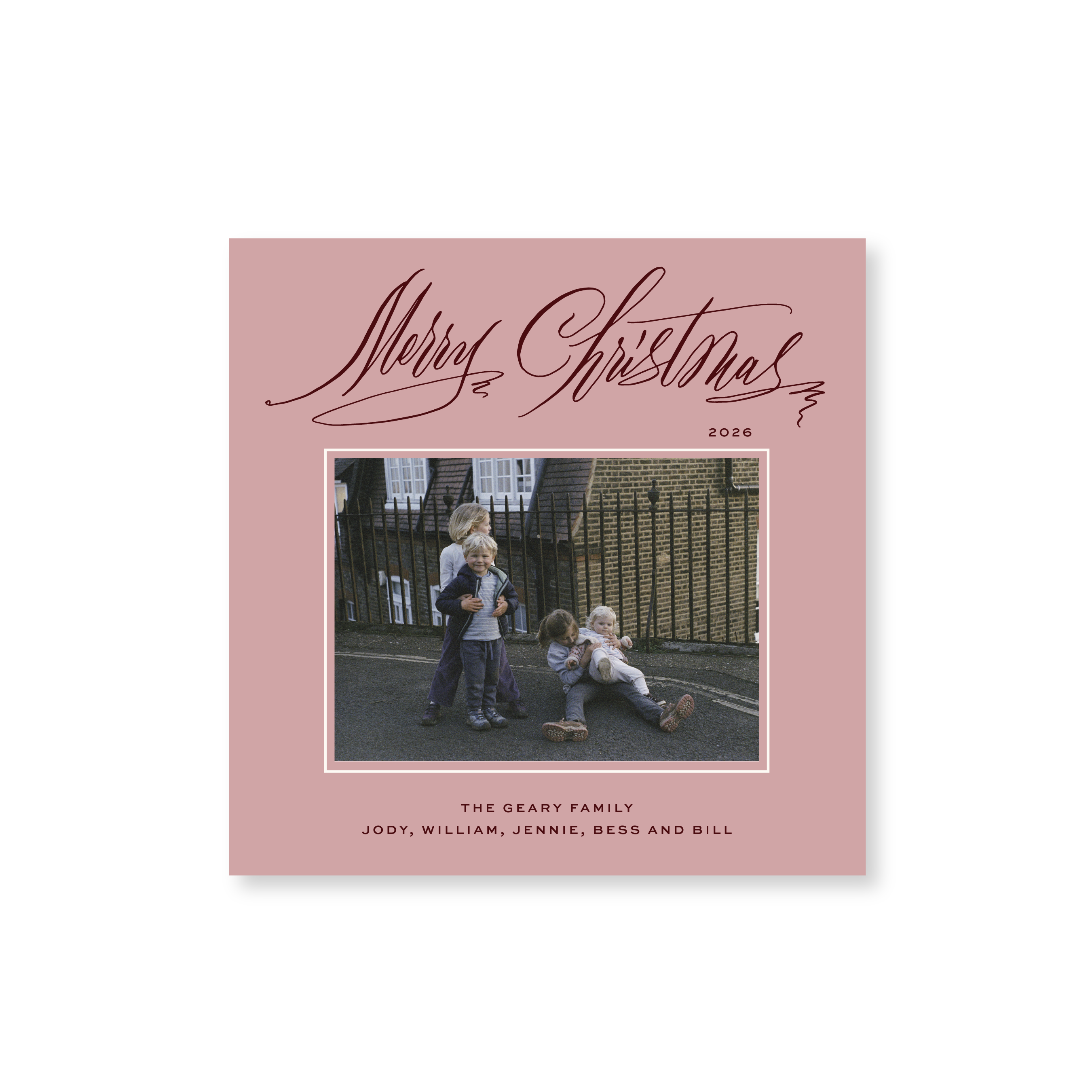 Aldridge Classic Flat Print Holiday Card, Square
