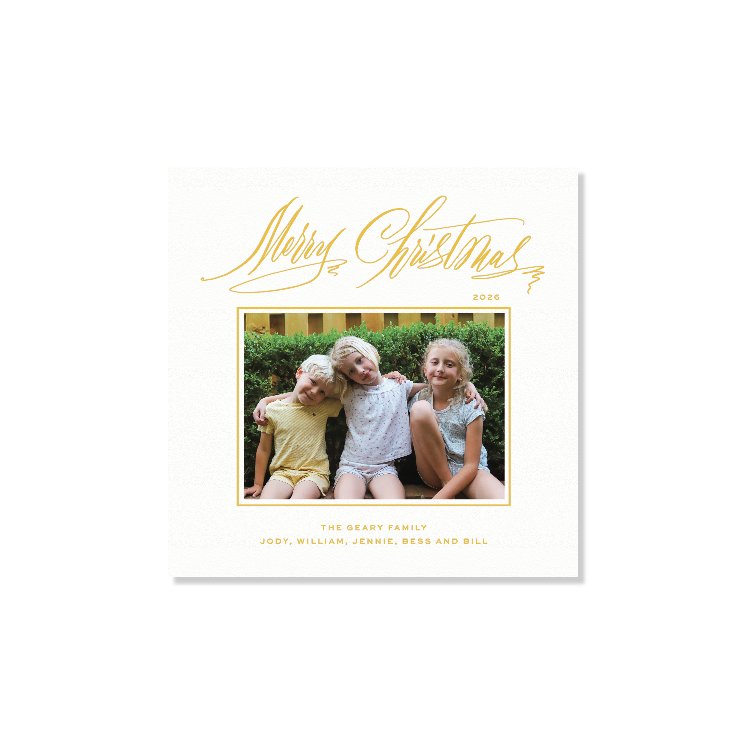 Aldridge Letterpress Holiday Card, Small Square (White Paper)