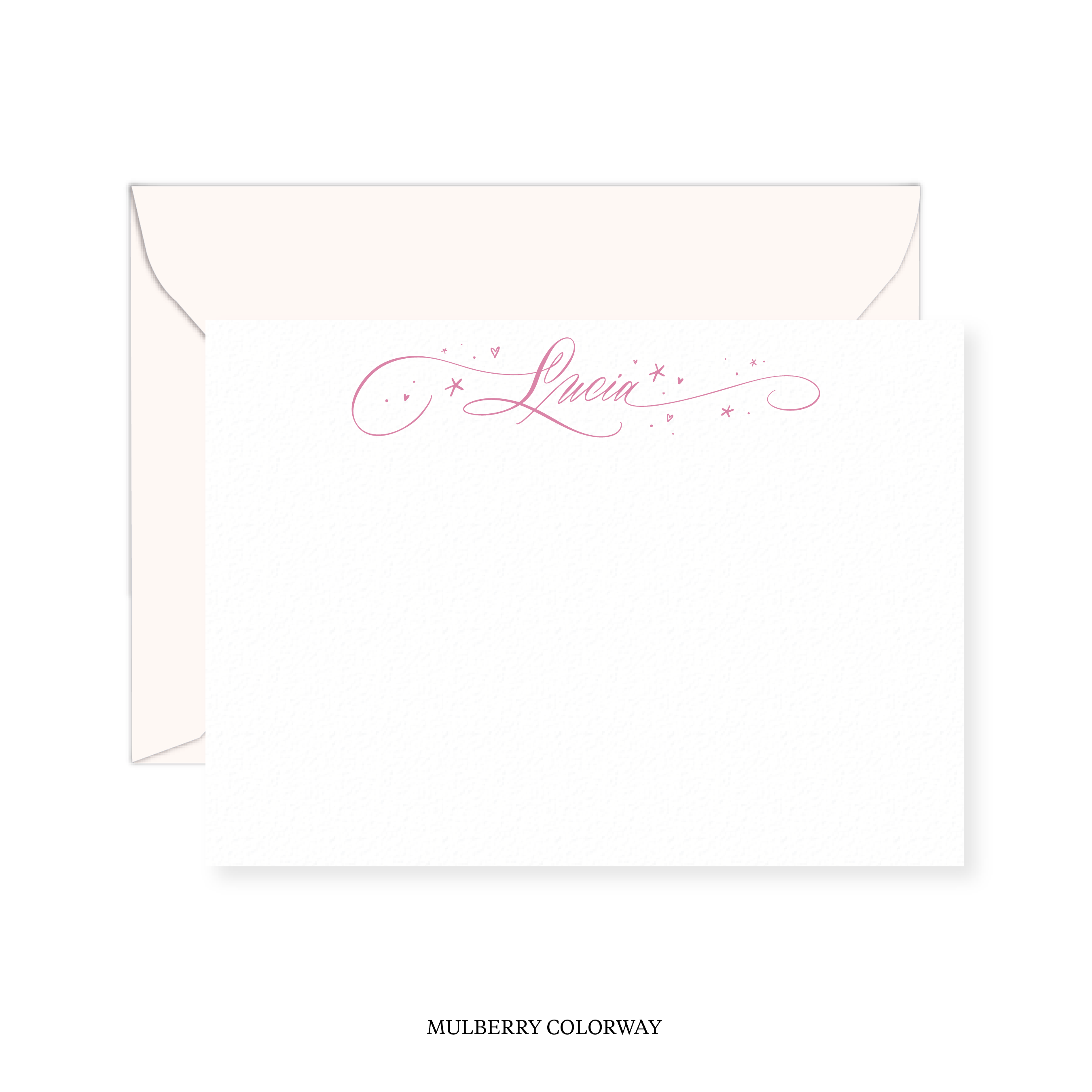 Allison with Hearts and Stars Calligraphy Classic Printed Note