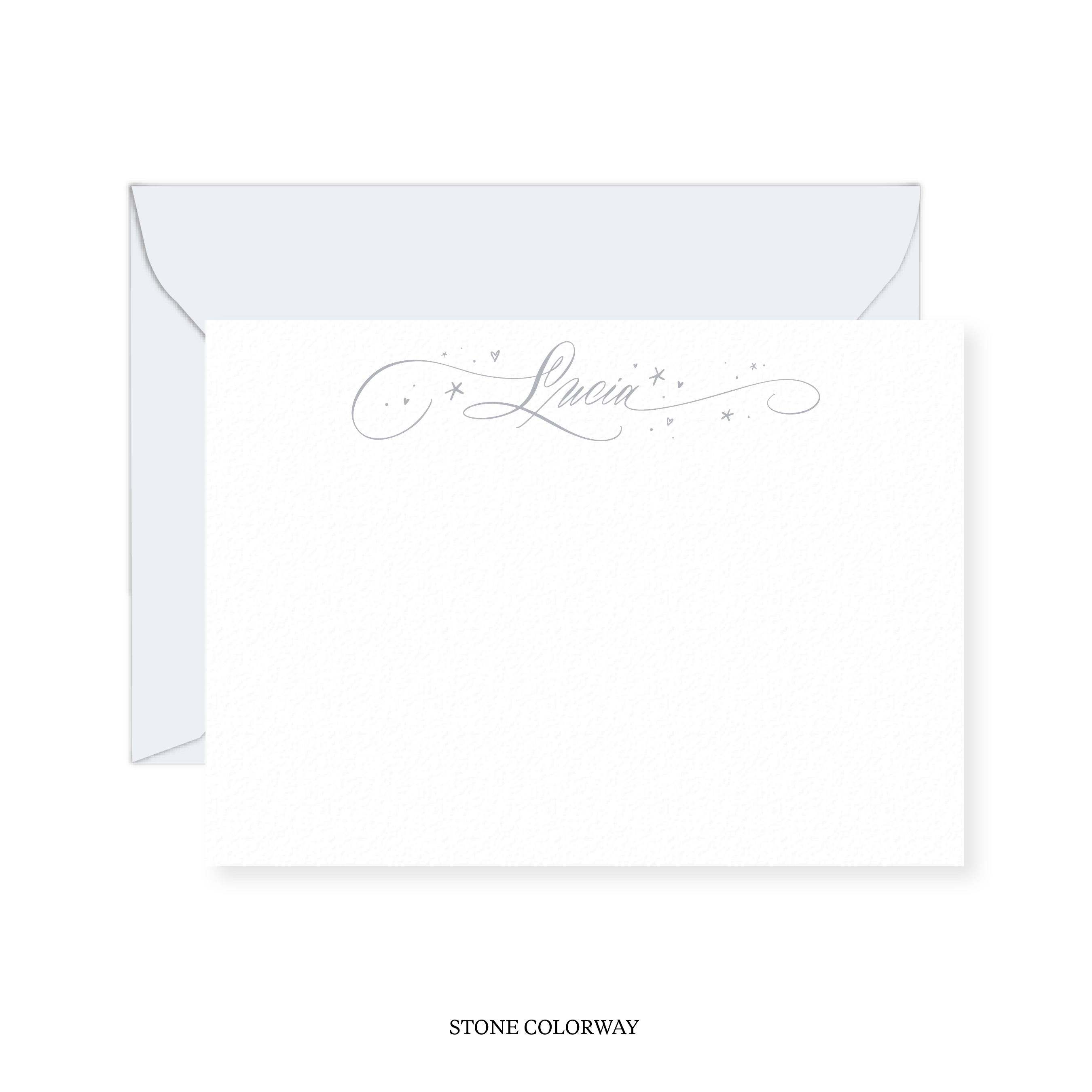 Allison with Hearts and Stars Calligraphy Classic Printed Note