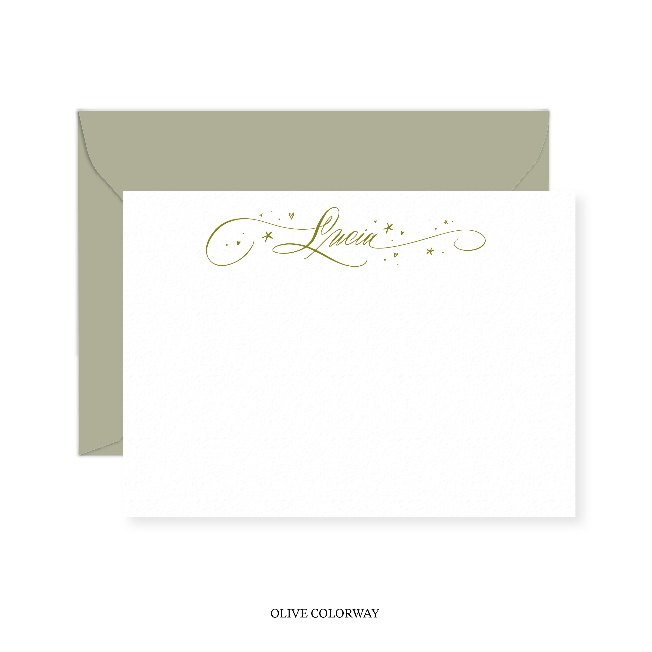 Allison with Hearts and Stars Calligraphy Classic Printed Note