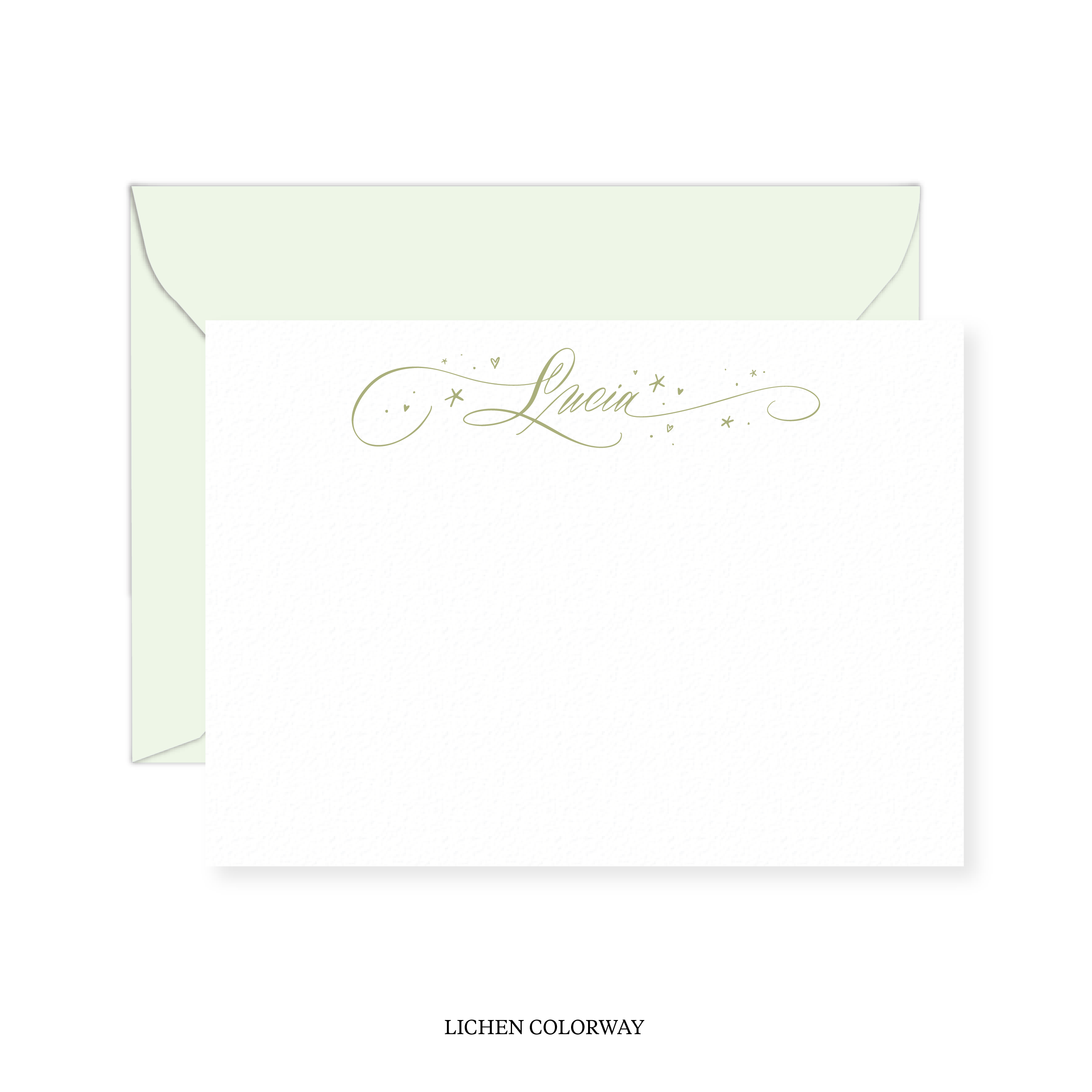 Allison with Hearts and Stars Calligraphy Classic Printed Note
