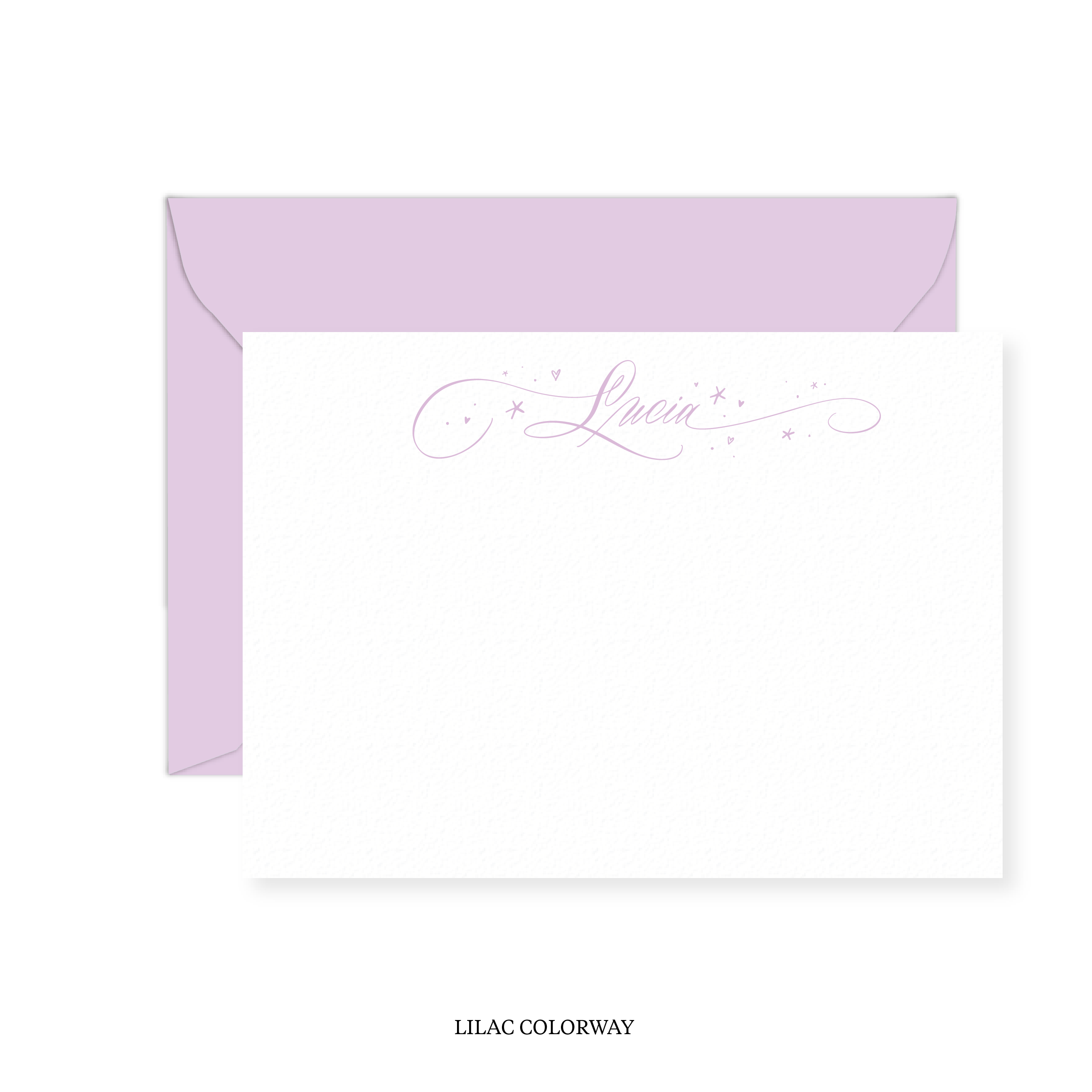 Allison with Hearts and Stars Calligraphy Classic Printed Note
