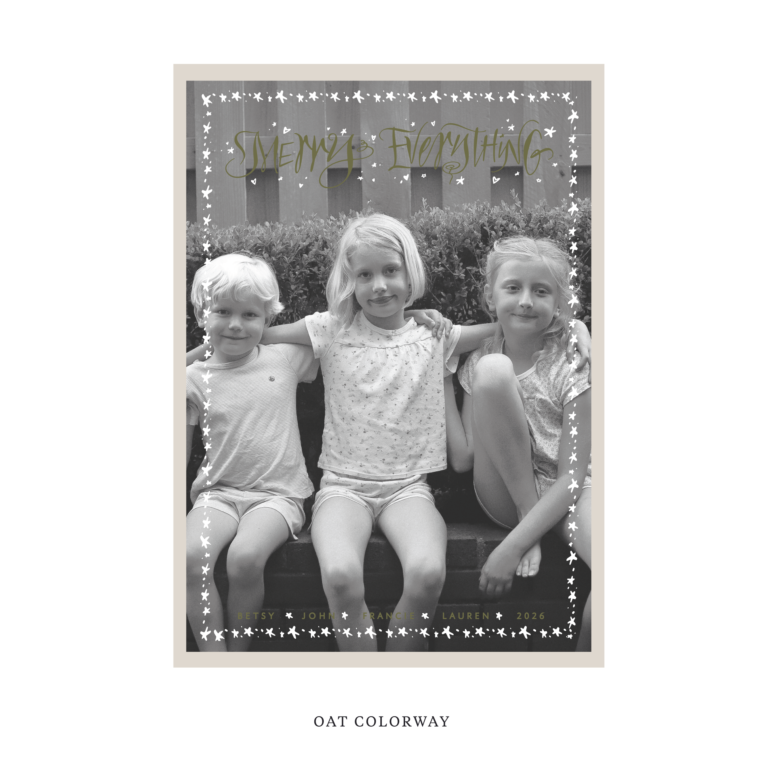 Celebrate the season with the Ansley "Merry Everything" Holiday Card by Stovall Collection. Featuring original hand-lettered artwork, this luxury personalized photo mount holiday card is available in 22 thoughtfully curated flat printing colorways.