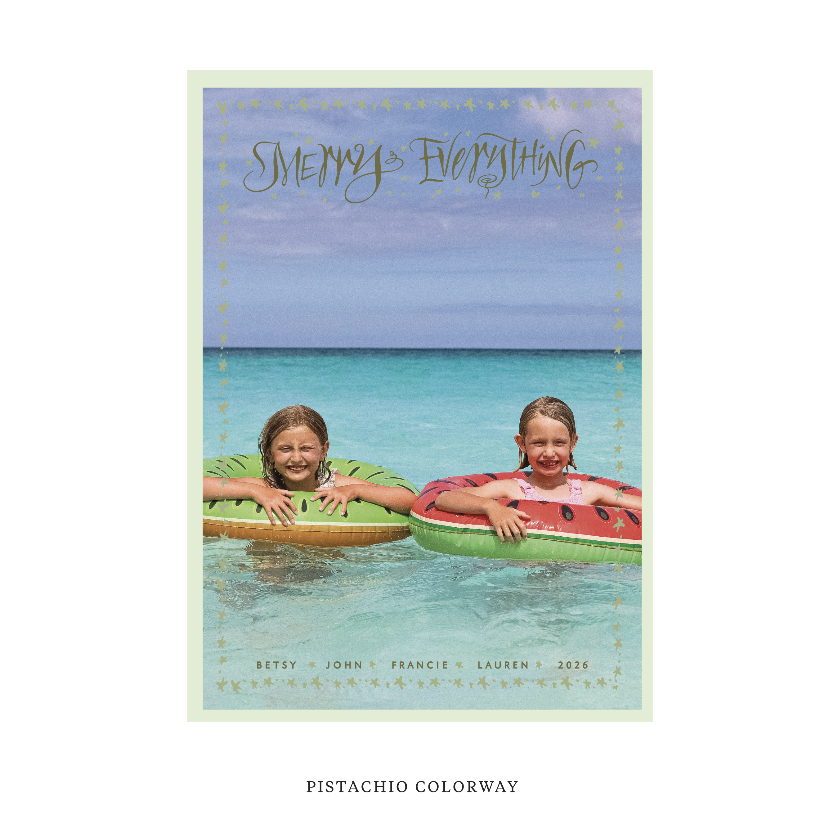 Celebrate the season with the Ansley "Merry Everything" Holiday Card by Stovall Collection. Featuring original hand-lettered artwork, this luxury personalized photo mount holiday card is available in 22 thoughtfully curated flat printing colorways.