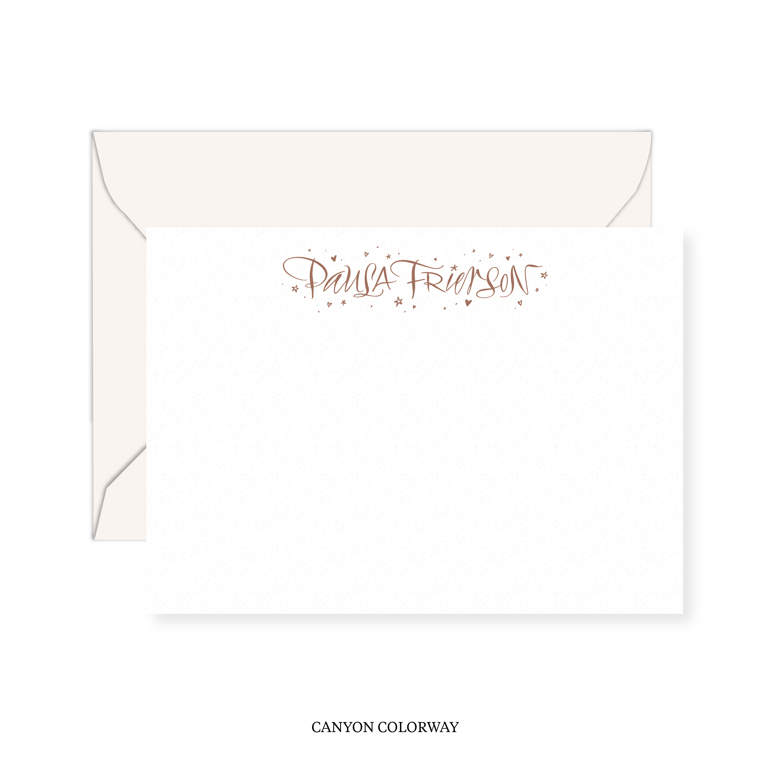 Ansley with Stars and Hearts Calligraphy Classic Printed Note