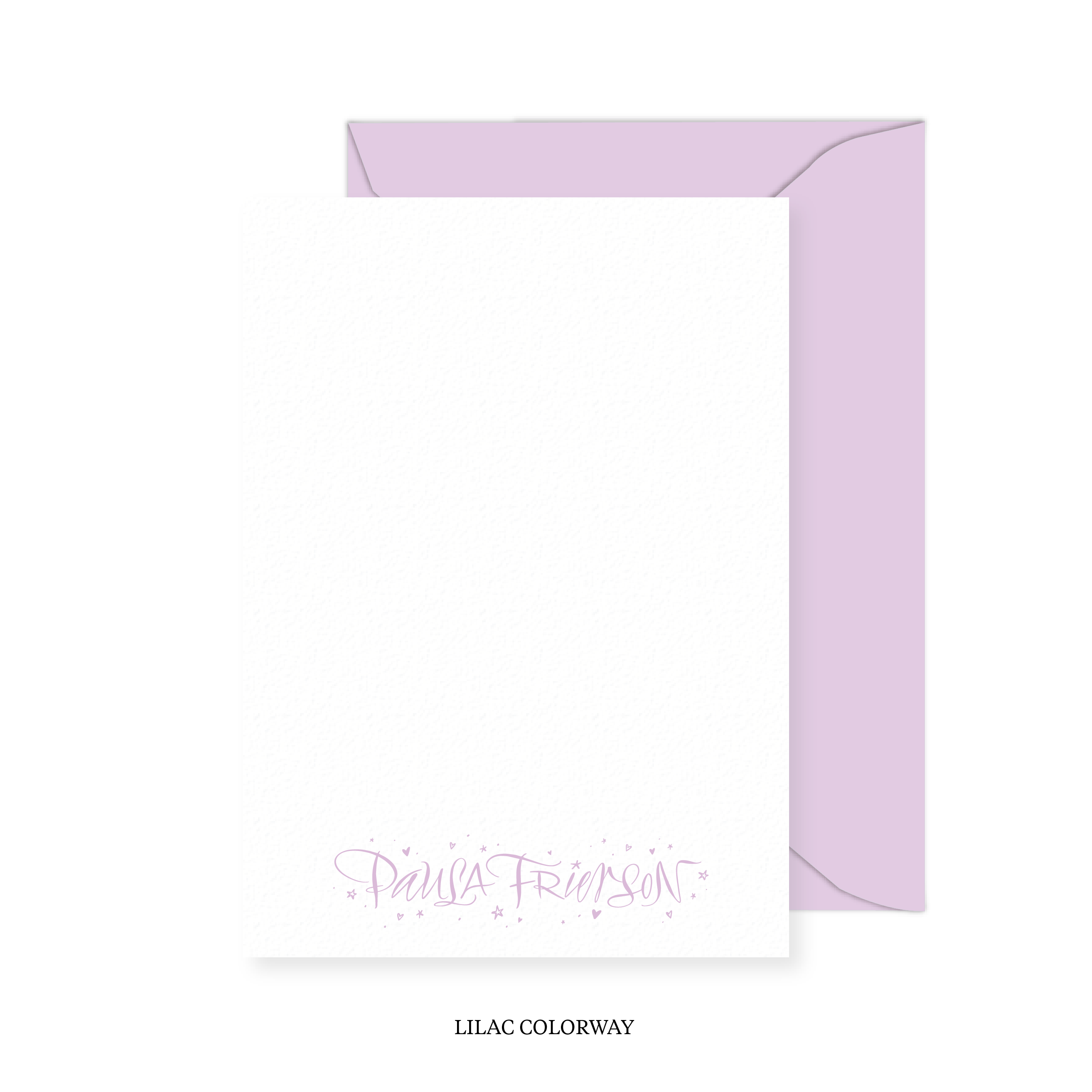 Ansley with Stars and Hearts Calligraphy Classic Printed Note