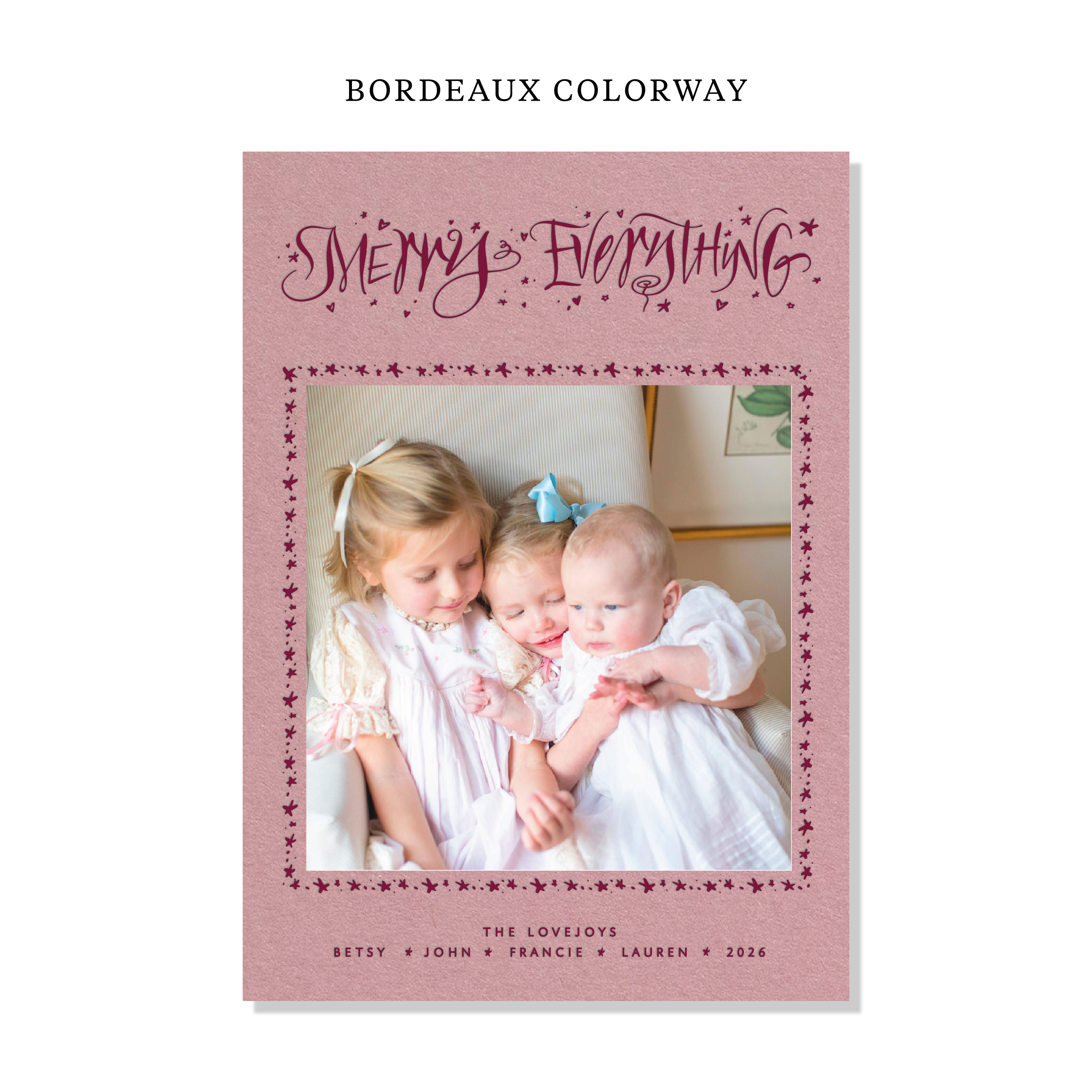 Ansley Letterpress Holiday Card, Large (Colored Paper)