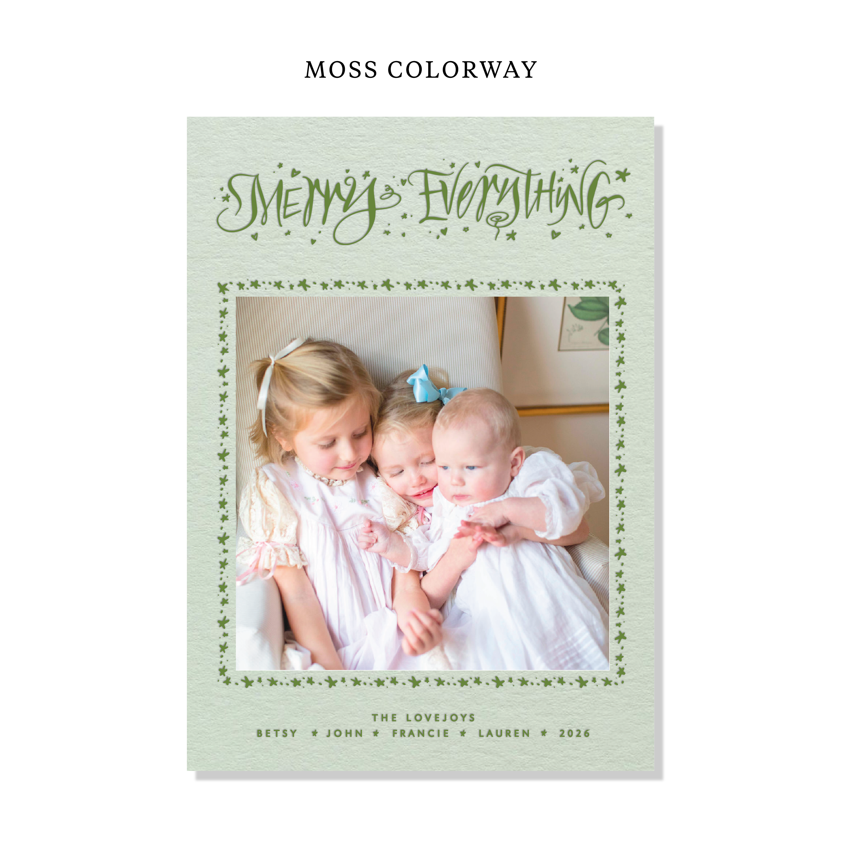 Ansley Letterpress Holiday Card, Large (Colored Paper)