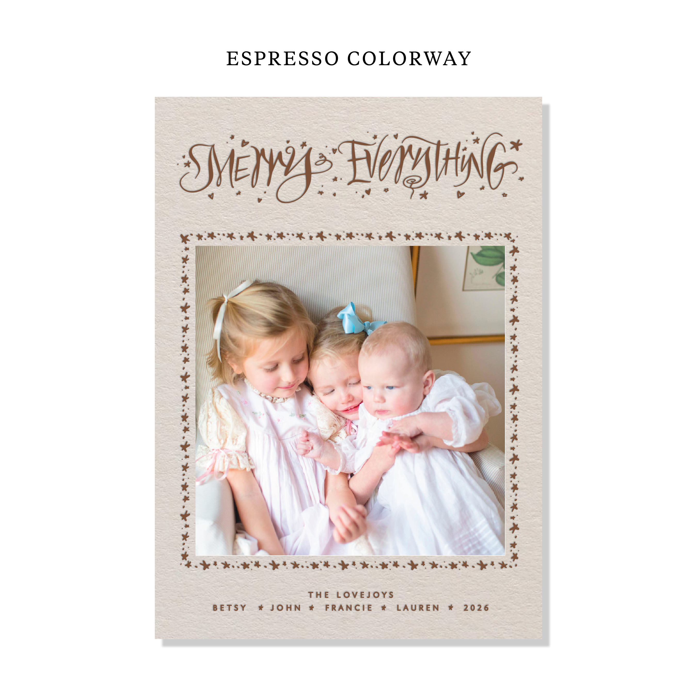 Ansley Letterpress Holiday Card, Large (Colored Paper)