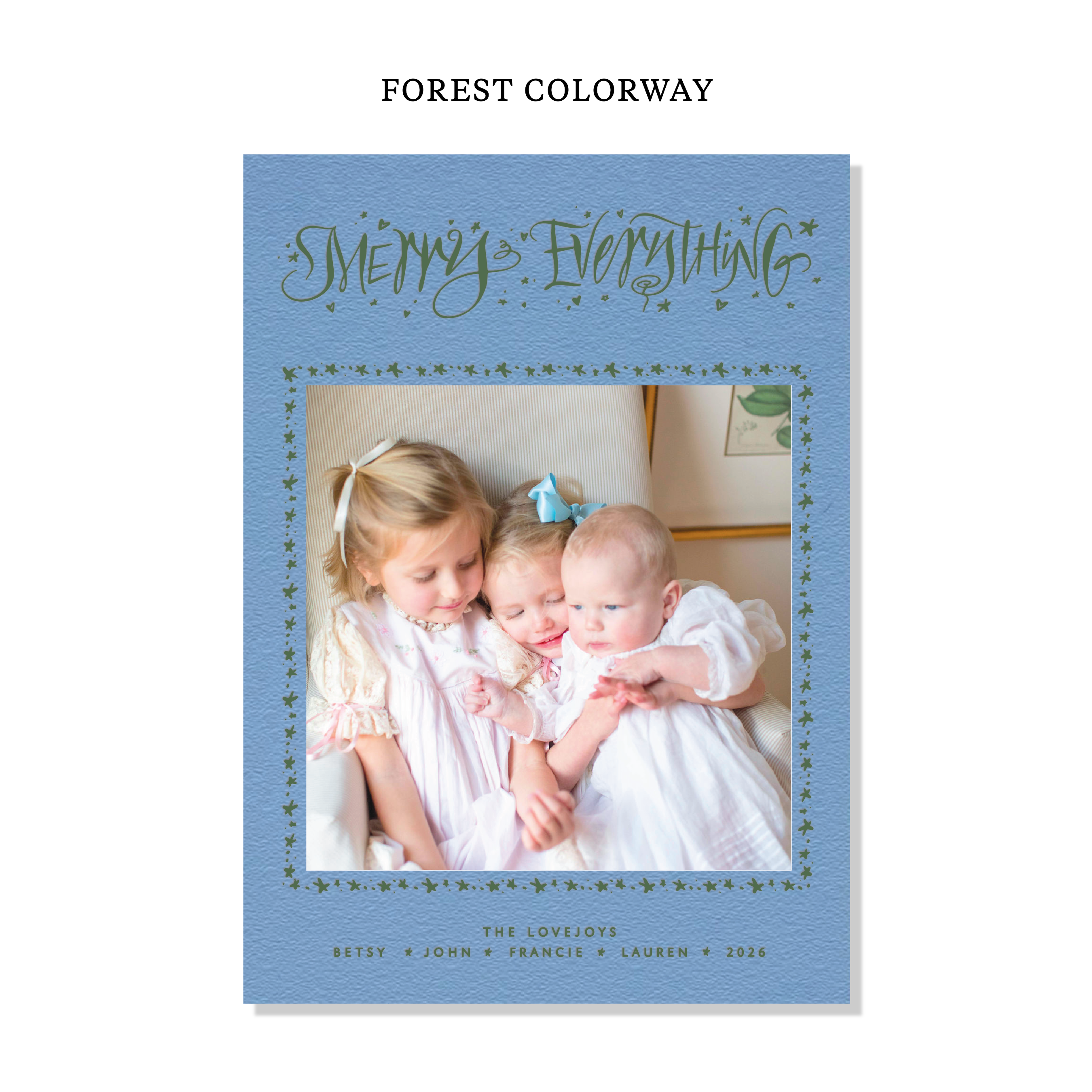 Ansley Letterpress Holiday Card, Large (Colored Paper)